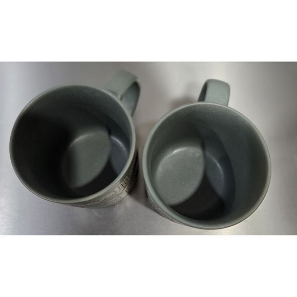 Pottery Barn Set Of 3 Vintage Aztec Graffito Bongo Green Mugs - Picture 8 of 8